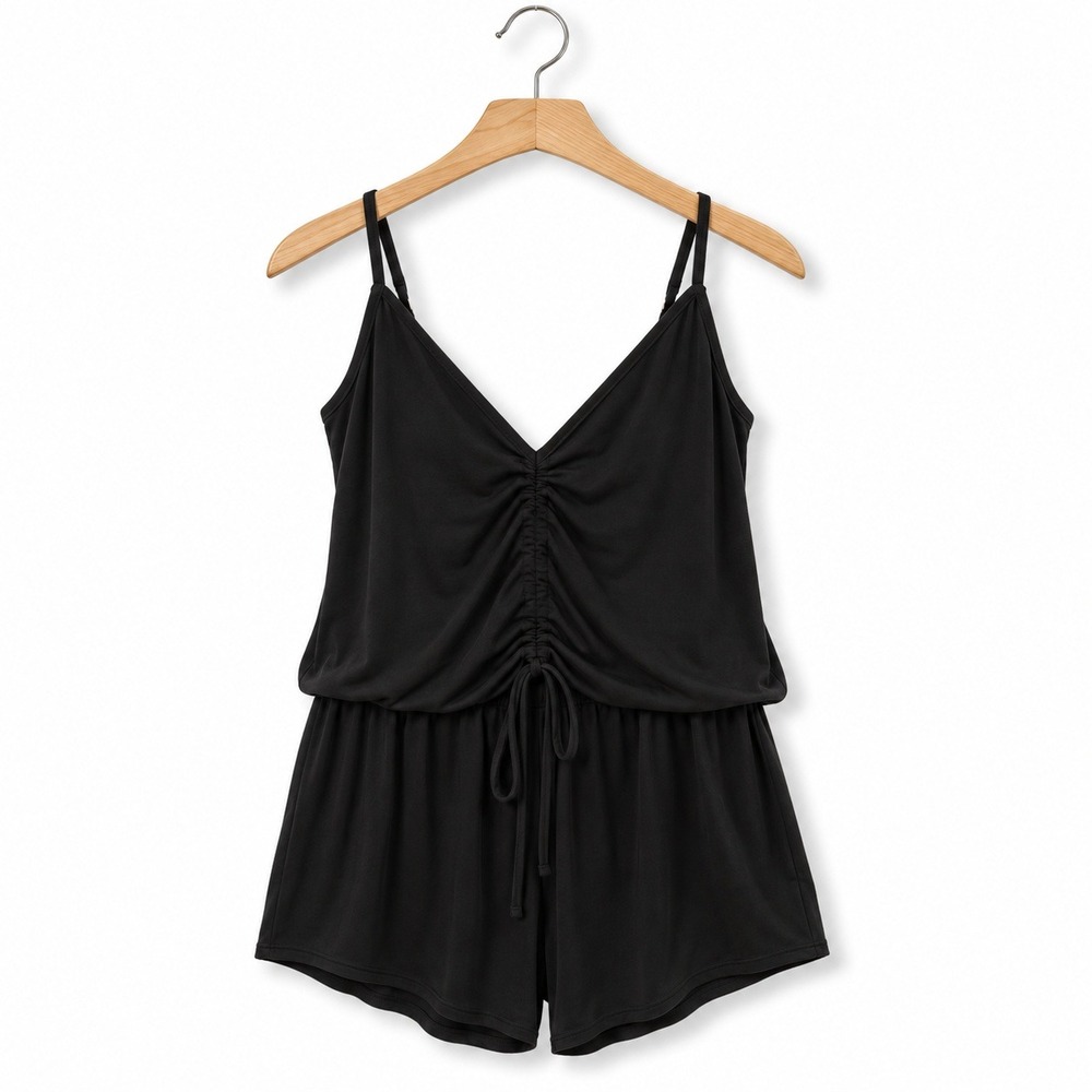 Salt + Cove Romper Womens Small Black Front Cinch Sleeveless Cover Up Summer
